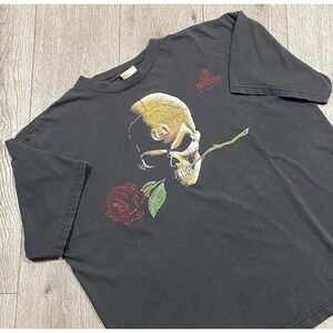 Vintage 90s Alchemy Gothic Skull Rose Shirt Size Medium Black Fashion Victim Emo